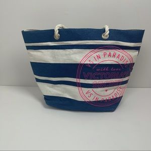 Victoria’s Secret VS in Paradise Blue Striped Tote Beach Bag